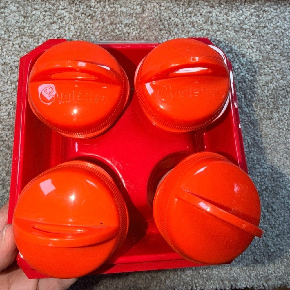 Egglettes Silicone Hard Boiled Egg Maker Set of 4 with Red Tray As Seen On TV
